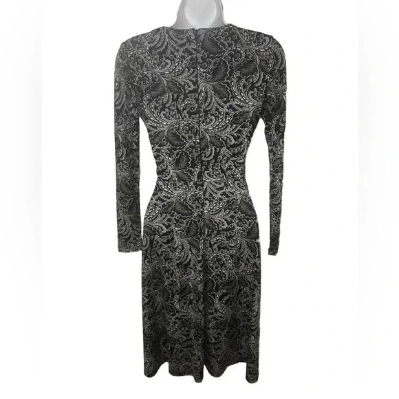 Talbots faux wrap orange brown houndstooth midi dress - Picture 2 of 11